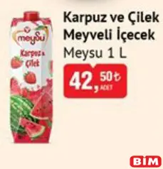 MEYSU KARPUZ VE ÇİLEK MEYVELİ İÇECEK MEYVE SUYU 1 L fiyat ve kampanya bilgisi